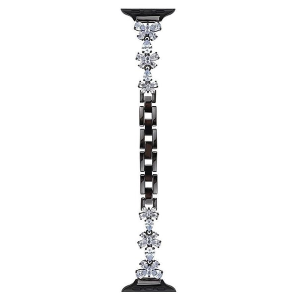 Kobberkæderem Apple Watch Series 49mm - 45mm - 44mm - 42mm Butterfly Zircon Decor Watch Band - Sort