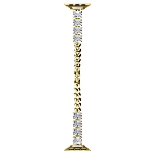Kobberkjederem Apple Watch Series 41mm - 40mm - 38mm Firkantet Rhinestone-klokkearmbånd - Gull