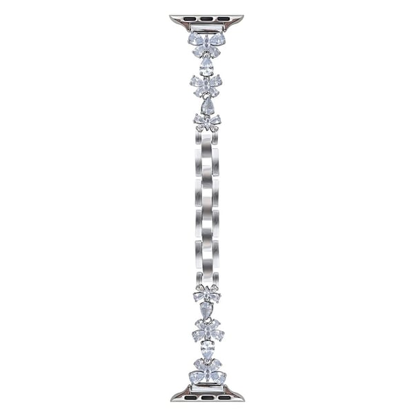 Kobberkjederem Apple Watch Series 49mm - 45mm - 44mm - 42mm Butterfly Zircon Decor Watch Band - Sølv