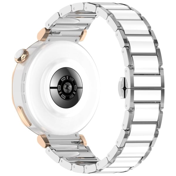 Huawei Watch GT 5 41 mm / GT 5 Pro 42 mm klokkerem keramikk + sinklegering - Sølv + Hvit