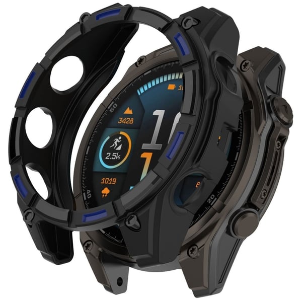 Garmin Tactix 8 51 mm fleksibelt klokkeveske med hul utringet, robust støtfangerdeksel - Svart / Blå