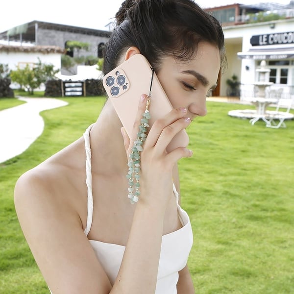 P68054 Perlepynt til telefon Naturstein telefonrem Armbånd Anti-tapt snor - Aventurinkvarts