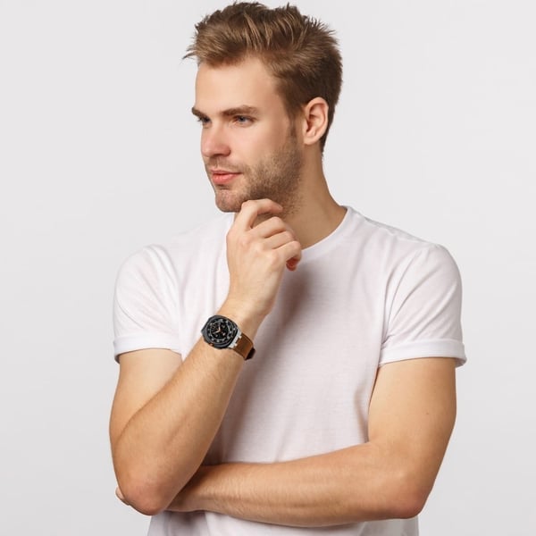 Samsung Galaxy Watch Ultra 47 mm justerbar klokkerem Ekte okseskinnsrem - Brun / Spenne I Titan
