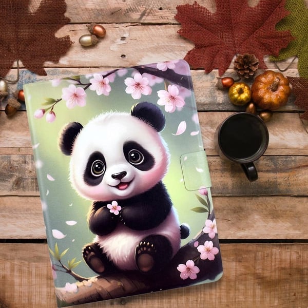 Samsung Galaxy Tab A9 Stand Case Pattern Printing Tablet Leather Deksel med Auto Wake / Sleep - Sakura Panda