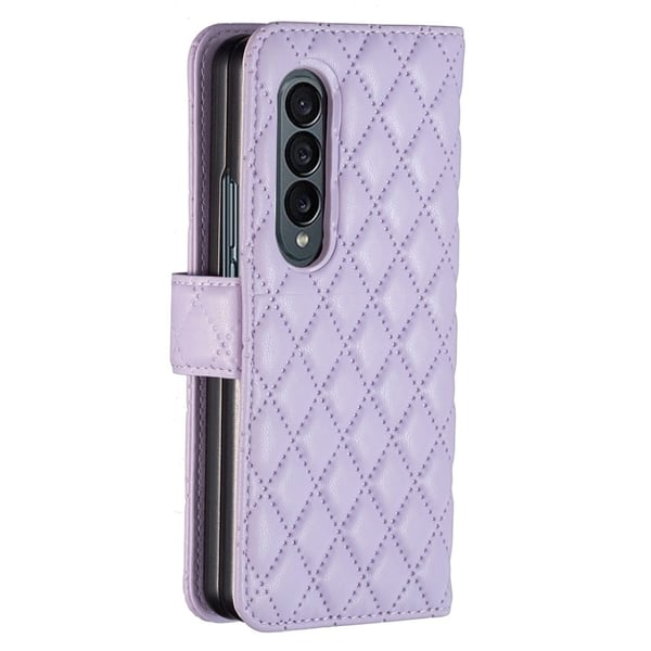Rombuskuvioinen matta läppäkotelo Samsung Galaxy Z Fold4 - Violetti