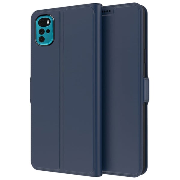 Glat og tyndt Premium Pu Læder-etui til Motorola Moto G22 - Blå