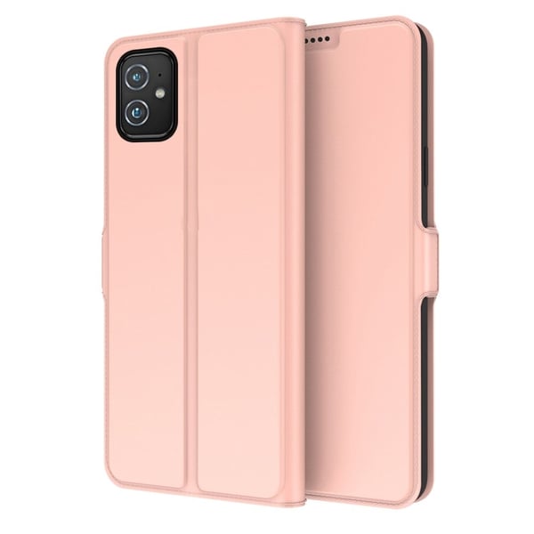 Glatt og tynt premium PU-skinnetui for Asus Zenfone 8 - Rose Gull