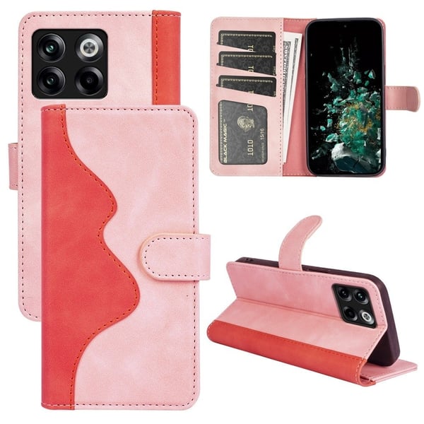 Kaksivärinen nahkainen läppäkotelo OnePlus Ace Pro / OnePlus 10T - Pinkki