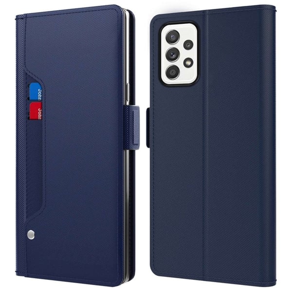 Phone Suojakotelo With Make-up Mirror And Slick Design For Samsung Galaxy A72 5G - Sininen