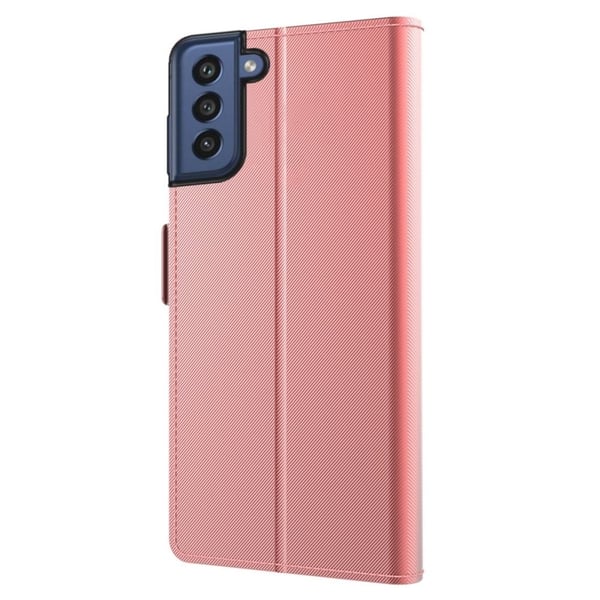 Phone Etui med Make-up Mirror og Slick Design til Samsung Galaxy S21 FE - Rose Gull