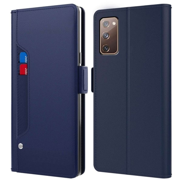 Phone Etui med Make-up Mirror og Slick Design til Samsung Galaxy S20 Fe 2022 / S20 Fe 5g / S20 Fe - Blå