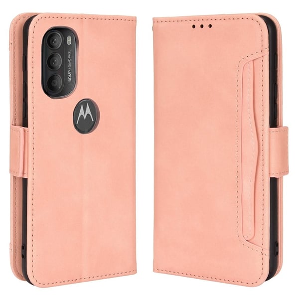 Stilig Læretui med Lommebok til Motorola Moto G71 5G - Rosa