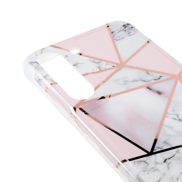 Marmormotiv Samsung Galaxy S22 Plus skal - Rosa/Vitt Kakel