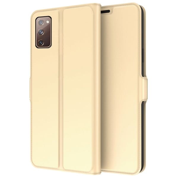 Glatt og tynt premium PU-skinnetui for Samsung Galaxy S20 FE 2022 - Gull