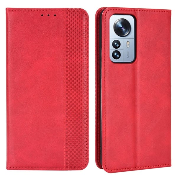 Bofink Vintage Xiaomi 12 Pro Læder Etui - Rød Bofink Vintage Xiaomi 12 Pro Læder Etui - Rød
