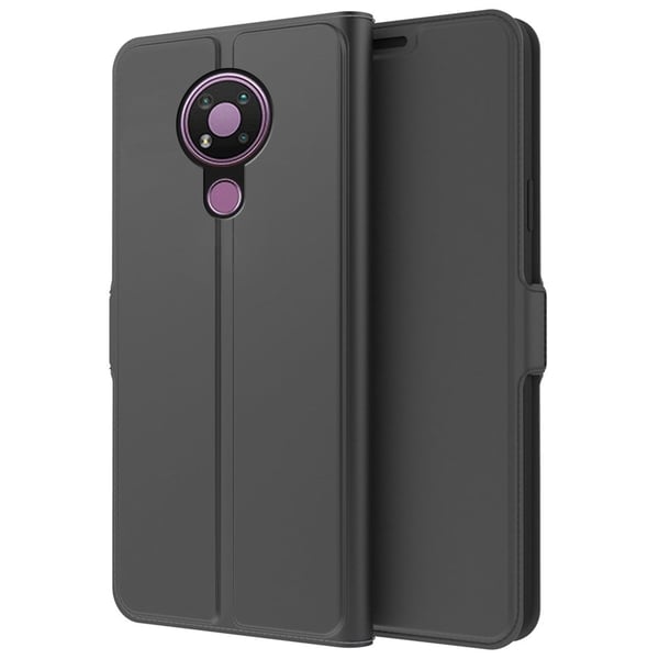 Glat og tyndt Premium Pu Læder Etui til Nokia 3.4 - Sort