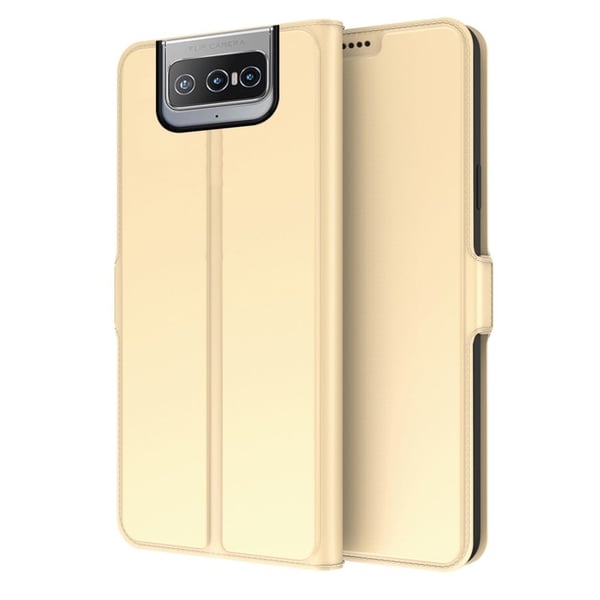 Smidigt och tunt PU-läder Asus Zenfone 8 Flip fodral - Guld Smidigt och tunt PU-läder Asus Zenfone 8 Flip fodral - Guld