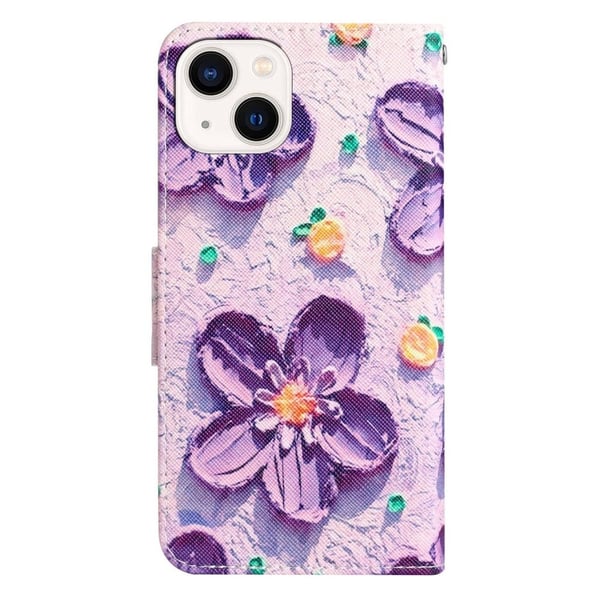 Wonderland iPhone 14 Läppäkotelo - Violetti Flower
