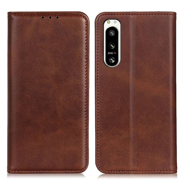 Flip Etui med Pung i Ægte Læder til Sony Xperia 5 Iv - Kaffe