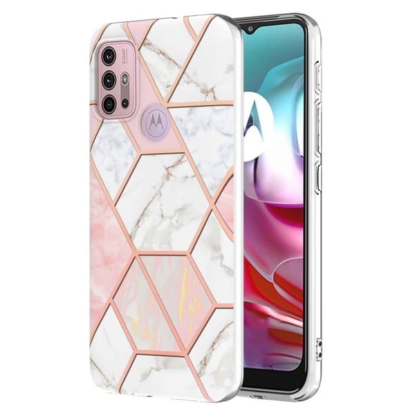 Marble Motorola Moto G20 / G30 / G10 Etui - Rosa / Hvit