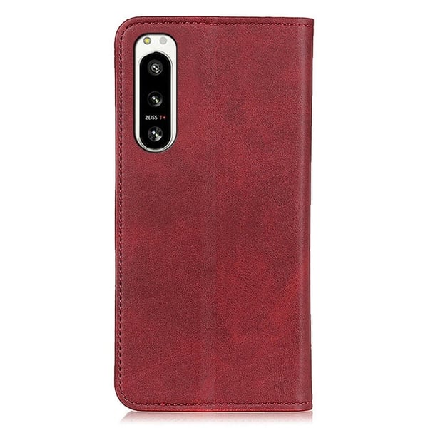 Flip Etui med Pung i Ægte Læder til Sony Xperia 5 Iv - Rød