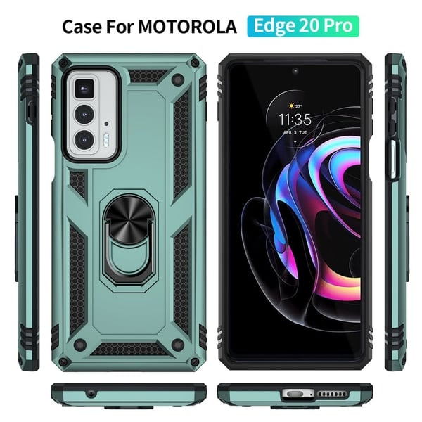 Ringbeskyttelsesetui til Motorola Edge 20 Pro - Sortliggrøn