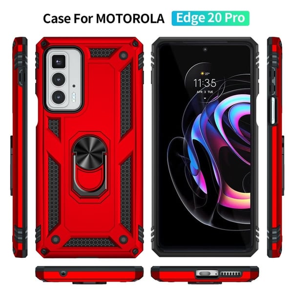 Ring Guard-etui - Motorola Edge 20 Pro - Rød