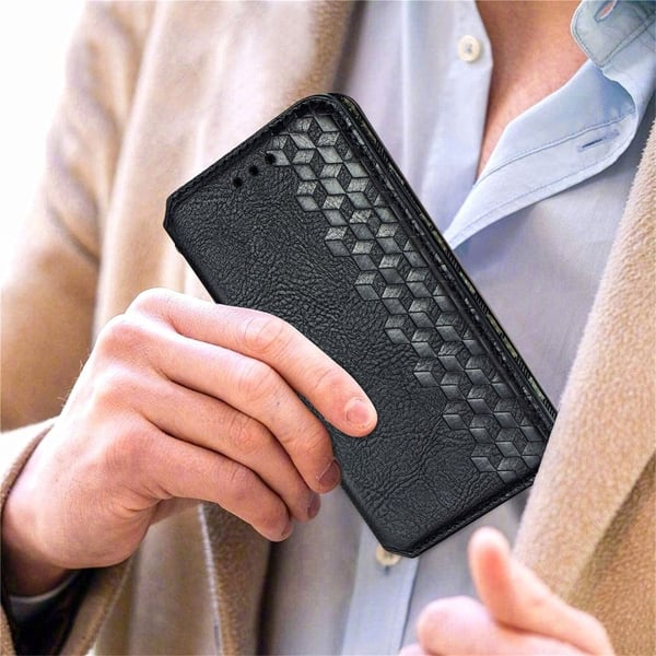 Læretui med A Stilfull Rhombus Imprint til Xiaomi 12 / 12x - Svart