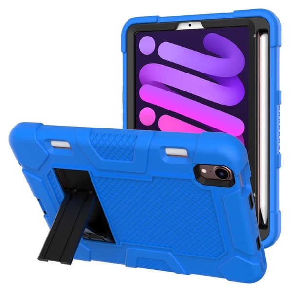 iPad Mini 6 (2021) TPU + silikon deksel - Mørkeblå / Svart iPad Mini 6 (2021) TPU + silikon deksel - Mørkeblå / Svart