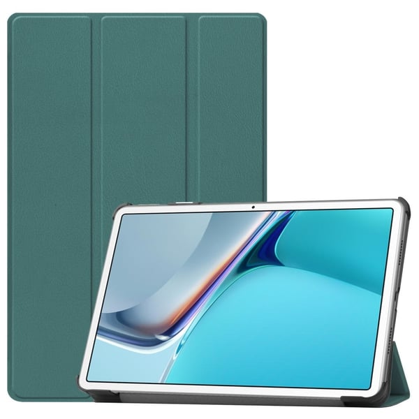 Huawei MatePad 11 (2021) trefoldig flip-etui i PU-lær - Grønn Huawei MatePad 11 (2021) trefoldig flip-etui i PU-lær - Grønn