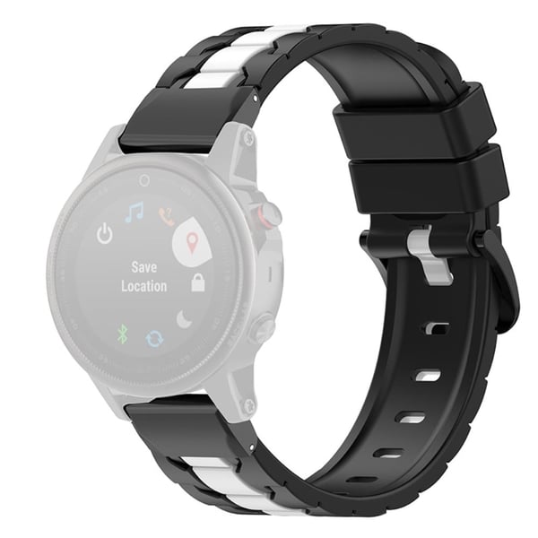 22 mm silikone-urrem til Garmin-ur - Sort / Hvid 22 mm silikone-urrem til Garmin-ur - Sort / Hvid