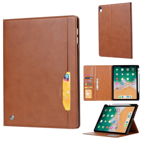 iPad Mini 6 (2021) lommebokdesignet skinnveske med penneplass - Brun