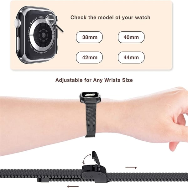 Apple Watch SE 2022 (40mm) klockarmband och fodral med strassdekor - Svart