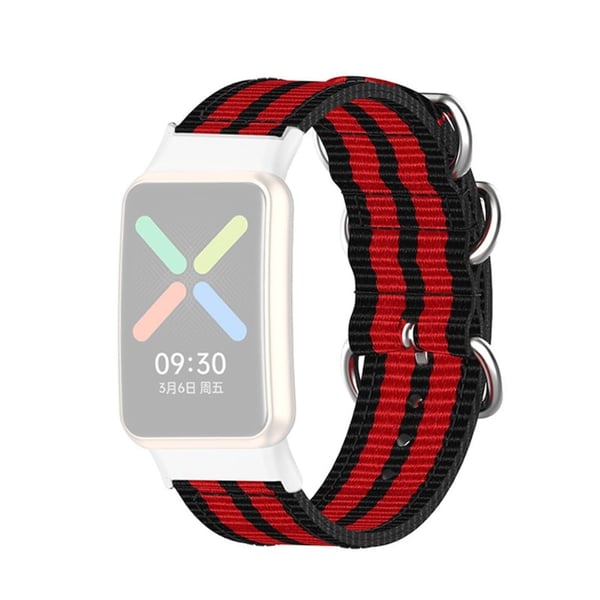 Oppo Watch Free klockarmband i nylon - Svart / Röd