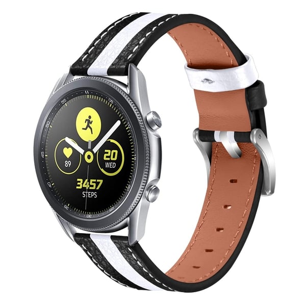 Kule fargespleisende klokkerem i okseskinn til Samsung Galaxy Watch 4 - Svart / Hvit