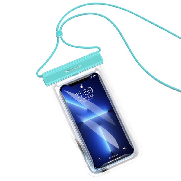 Universal IPX8 30m vanntett telefonveske med snor - Babyblå
