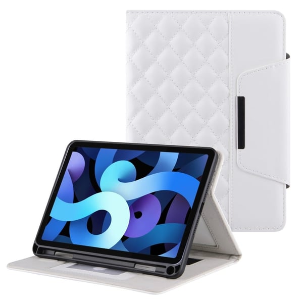 iPad 10.2 (2021) elegant skinnveske med rutenettdekor - Hvit