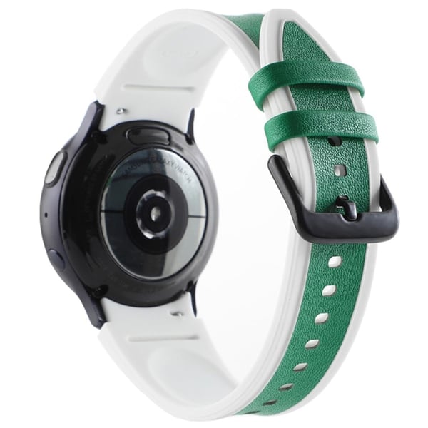 Samsung Galaxy Watch 5 / 4 / 3 klokkerem i ekte lær og silikon - Hvit / Hvit Samsung Galaxy Watch 5 / 4 / 3 klokkerem i ekte lær og silikon - Hvit / Hvit