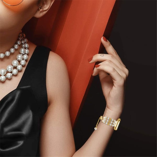 Samsung Galaxy Watch 5 / 3 (41 mm) klokkerem med rhinestone-dekor i imitert perlemor - Gull