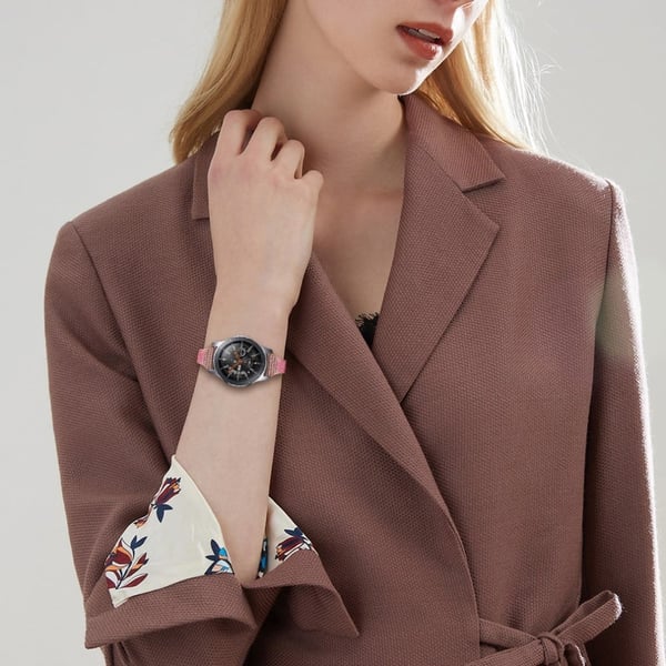 Amazfit GTR 47mm / Pace rhinestone dekor + urrem i ekte skinn - Rød