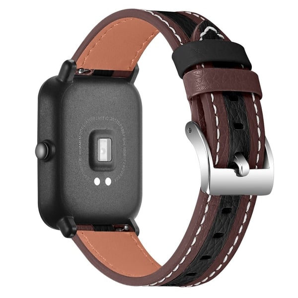 Amazfit GTR 42mm / Bip S fargespleiset klokkerem i okseskinn - Brun / Svart