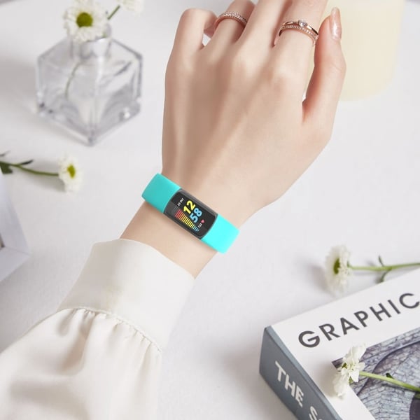 Fitbit Charge 5 enkel fleksibel urrem med 8-formet spænde - Cyan