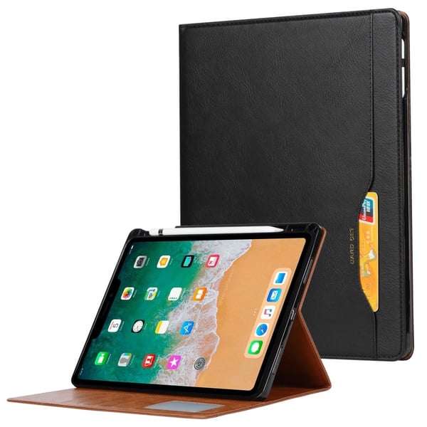 Stand Wallet Design Læder Tablet Cover Case med Pen Slot iPad mini (2021) - Sort Stand Wallet Design Læder Tablet Cover Case med Pen Slot iPad mini (2021) - Sort
