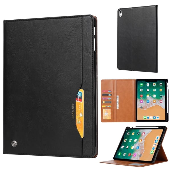 iPad Mini 6 (2021) lommebokdesignet skinnveske med penneplass - Svart
