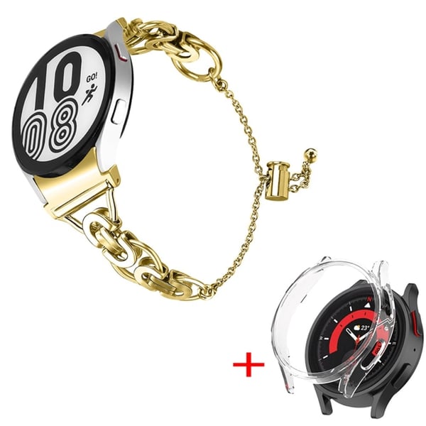 Samsung Galaxy Watch 5 (44mm) urrem i rustfrit stål med cover - Guld + Guld Samsung Galaxy Watch 5 (44mm) urrem i rustfrit stål med cover - Guld + Guld
