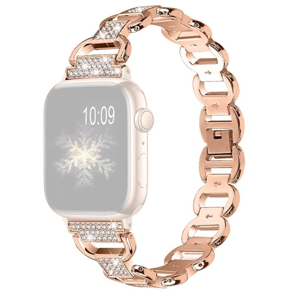Apple Watch Series 8 (41 mm) klokkerem med rhinestone-dekor - Rose Gull Apple Watch Series 8 (41 mm) klokkerem med rhinestone-dekor - Rose Gull