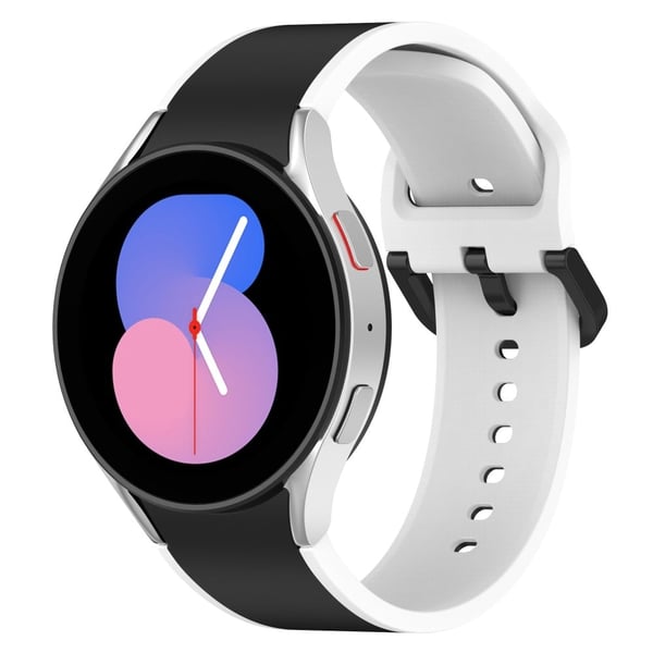 Samsung Galaxy Watch 5 / 4 / 3 tofarget klokkerem i silikon - Svart / Hvit Samsung Galaxy Watch 5 / 4 / 3 tofarget klokkerem i silikon - Svart / Hvit