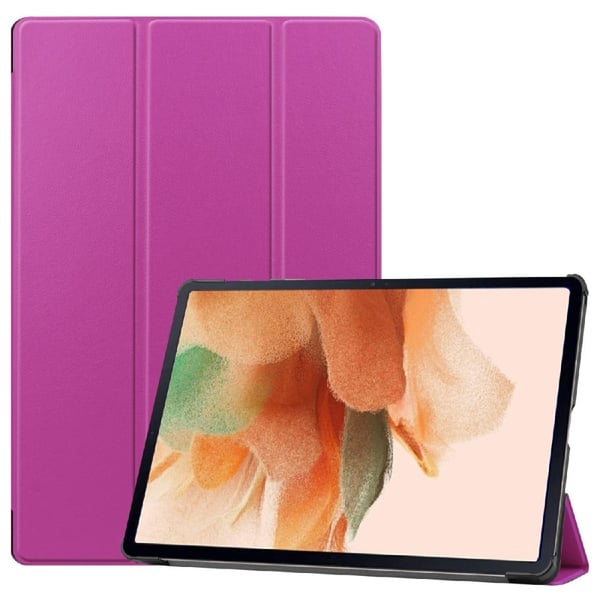 Samsung Galaxy Tab S7 FE trefoldig flip-etui i skinn - Lilla