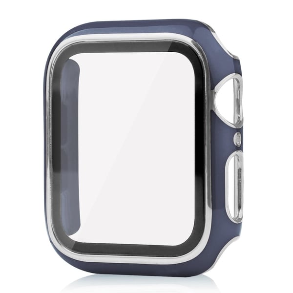 Apple Watch SE 2022 (44 mm) tofarget galvaniseringsdeksel med herdet glass - Blå / Sølv Apple Watch SE 2022 (44 mm) tofarget galvaniseringsdeksel med herdet glass - Blå / Sølv