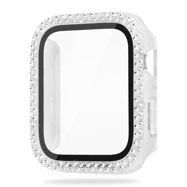 Apple Watch SE 2022 (44 mm) deksel med rhinestone-dekor og herdet glass - Gjennomsiktig Apple Watch SE 2022 (44 mm) deksel med rhinestone-dekor og herdet glass - Gjennomsiktig